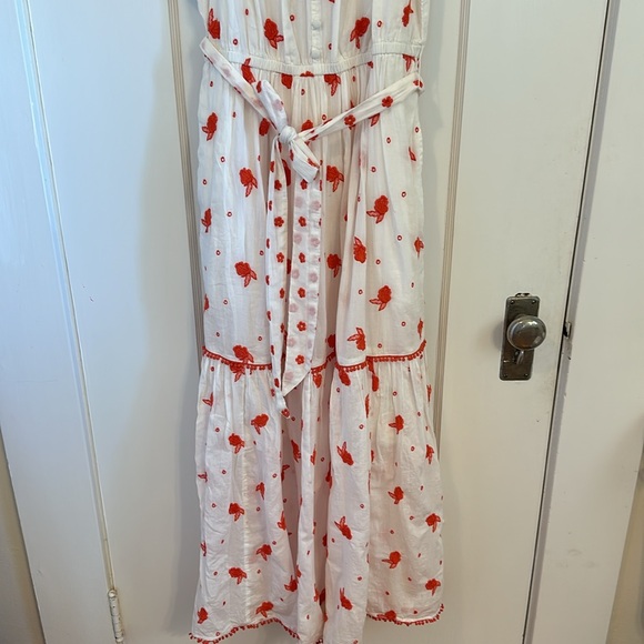 Anthropologie Esme Embroidery Maxi Dress | White + Red | Size Medium - Picture 8 of 13
